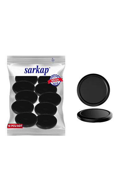 Sarkap Hijyenik Paketli 10 Adet Kavanoz Kapağı - Siyah - 82mm
