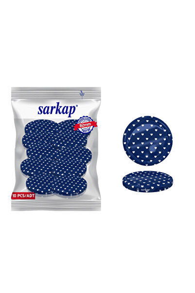 Sarkap Hijyenik Paketli 10 Adet Kavanoz Kapağı – Mavi Kalpli - 82mm