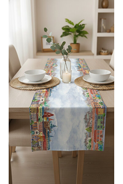 Markaev Cityscape Cotton Table Runner 0044– 50X150 cm