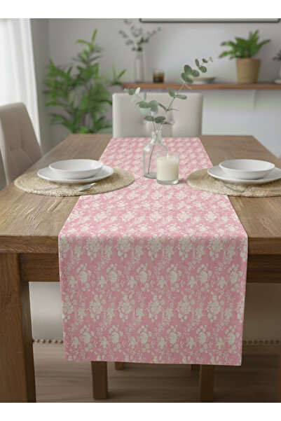 Markaev Pink Botanica Nostalgia Cotton Table Runner 0076– 50X150 cm