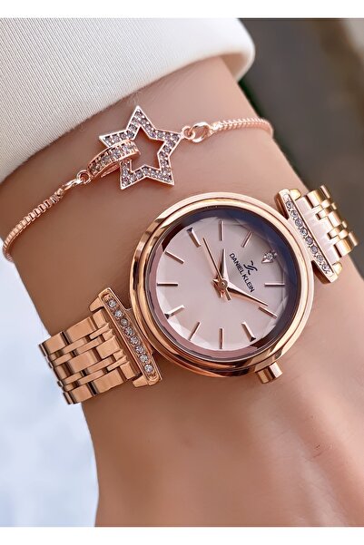 Daniel Klein Rose Gold Renk Su Geçirmez 2 Yıl Garantili Kadın Kol Saati - Bileklik