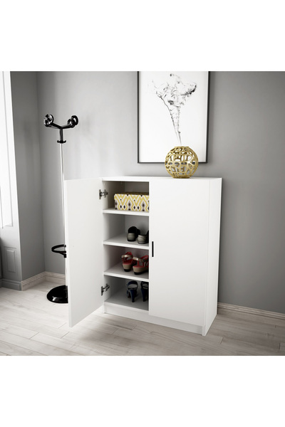 Alesta Life 2 Kapaklı 4 Raflı Ayakkabılık, Çok Amaçlı Dolap, Ayakkabı Dolabı ...