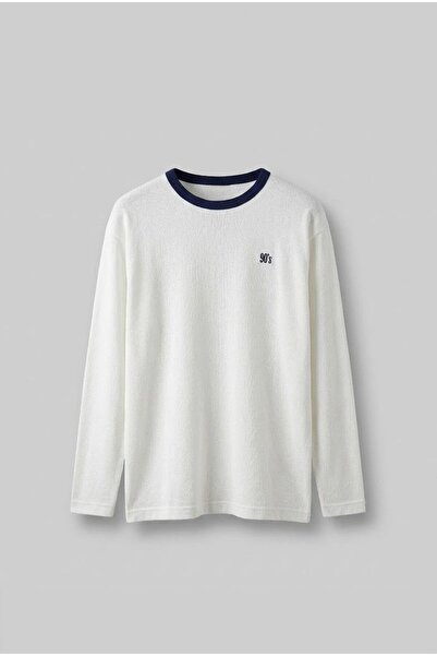 ablukaonline Мъжка суитшърт с контрастни детайли, цвят екрю