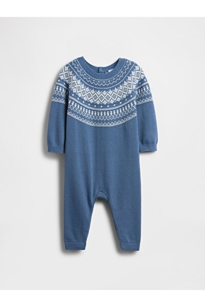 GAP Bebek Mavi Fair Isle Kazak Tek Parça