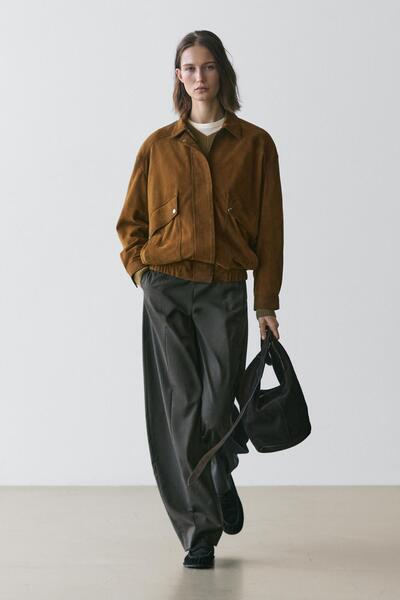 Massimo Dutti Cepli süet deri bomber ceket