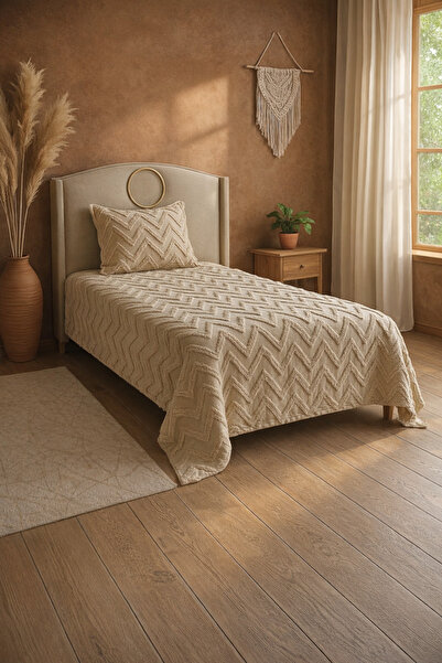 best house decor غطاء سرير فردي من نوع كابتشينو (لا يظهر من الداخل، نسيج كثيف)