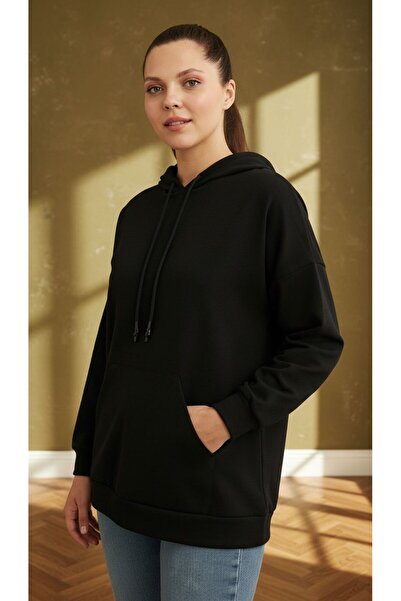 Curly سترة سوداء مقنعين