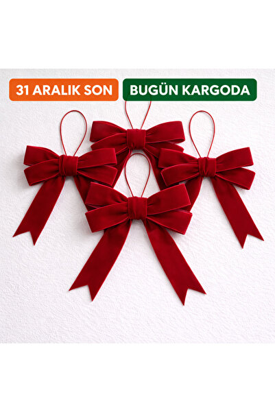 paşateks since 1995 şekil Premium Kadife | El Emeği- 5li Yılbaşı Ağaç Süsü Fiyonk Seti -Kurdele Fiyonk Noel Ağacı Süsleme