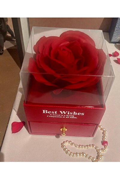 Harikalar Aksesuar Gül detaylı çekmeceli hediye kutusu kolye bileklik yüzük k...