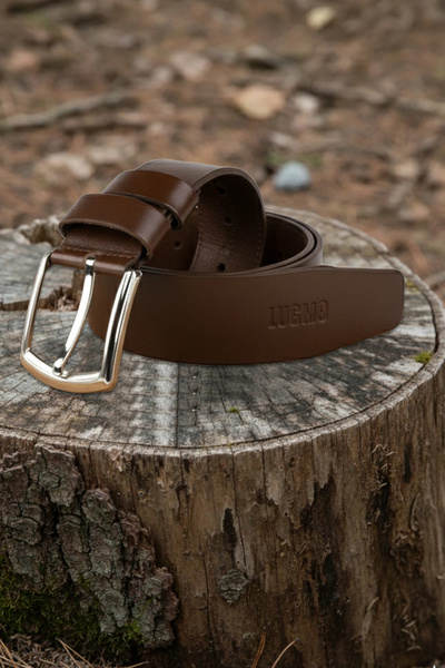 LUGMO Curea din piele naturală maro 4,5 cm