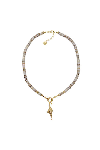 Merse Atelier Krem Doğal Taşlı Deniz Kabuğu Charm Kolye