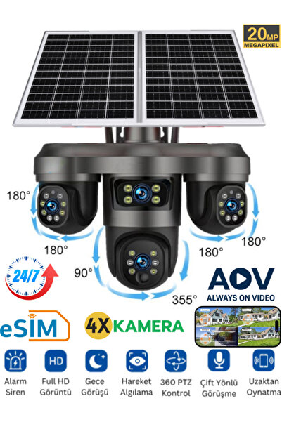 SONREİR RX66G Solar Güvenlik Kamerası Türkçe 4G Sim Kartlı PTZ Hareketli Gece Görüşlü Güneş Panelli Kamera