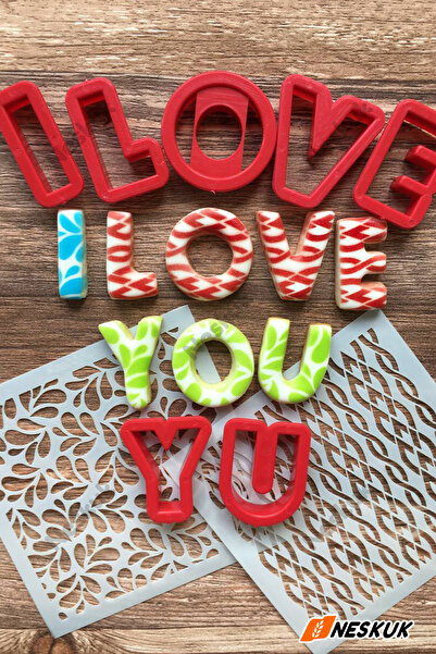 Neskuk قالب مكتوب عليه 'أحبك' + 2 قوالب