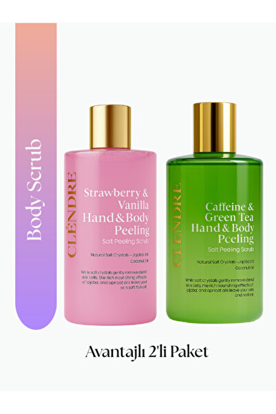 CLENDRE 2’li Body Scrub – Çilek & Vanilya, Yeşil Çay, Nemlendirici & Pürüzsüz...