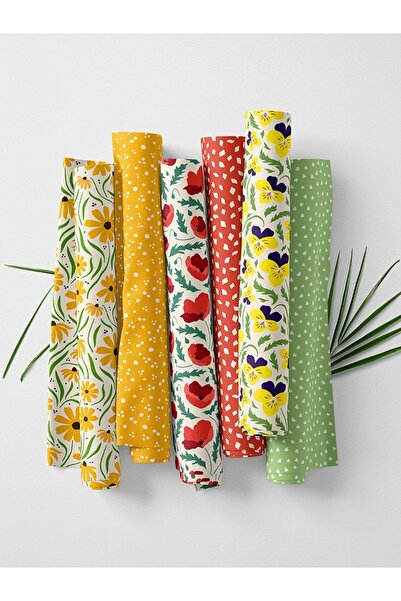 FabricMarket طقم من 6 قطع قماش باتشوورك، مقاس 50×50 سم، قطن 100%، مناسبة للخياطة والأشغال اليدوية