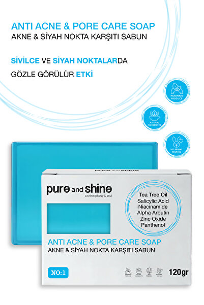 Pureandshine Akne & Siyah Nokta Karşıtı Sabun - Salisilik Asit & Çay Ağacı Ya...