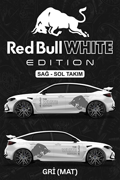 Stikacar RED BULL WHITE EDITION STİCKER - Yan Gövde Kaplama Seti