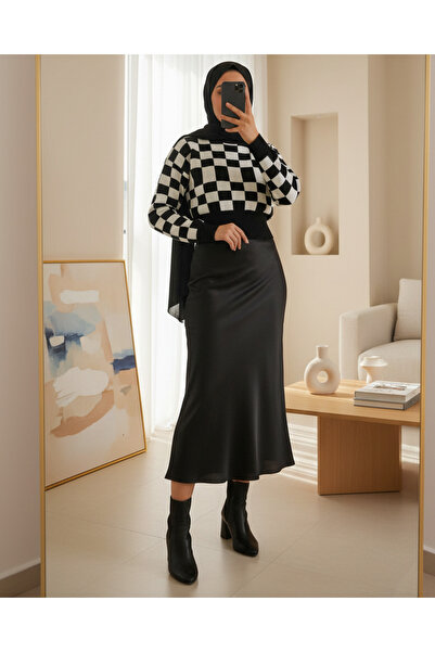 Modamorfo 15806 Satin Skirt - Black