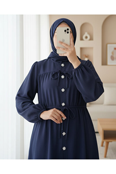 Modamorfo Taşlı Düğmeli Kolu Lastikli Bağlama Detaylı Gömlek -Laci