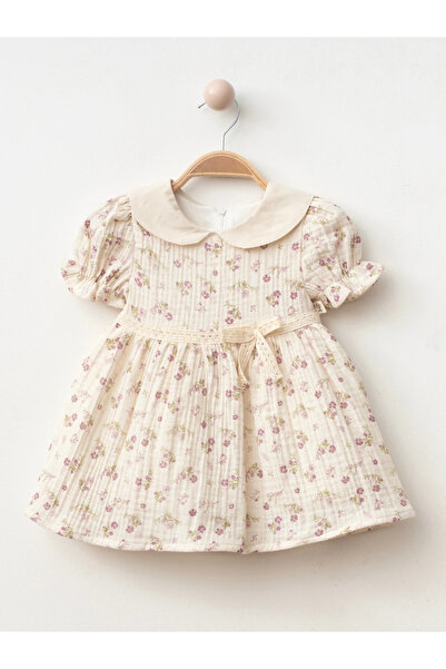 Lumia Baby فستان بناتي مزين بالزهور مع تفاصيل ياقة