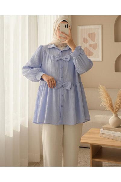 Modamorfo Πουκάμισο με λεπτομέρεια μπροστινού φιόγκου - Baby Blue