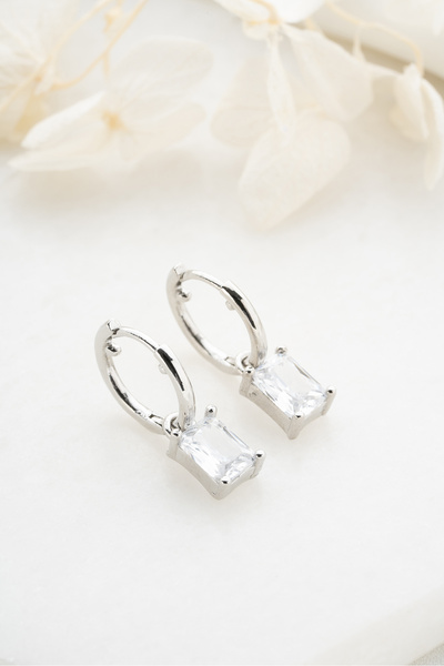 Silvano Jewelry 925 Ayar Gümüş Baget Taşlı Küpe