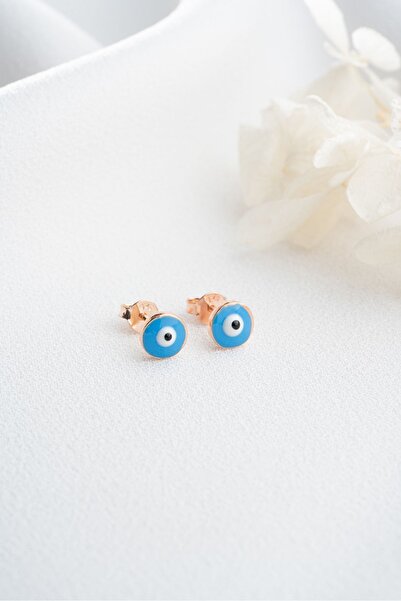 Silvano Jewelry 925 Ayar Gümüş Minik Göz Nazarlı Çivili Küpe