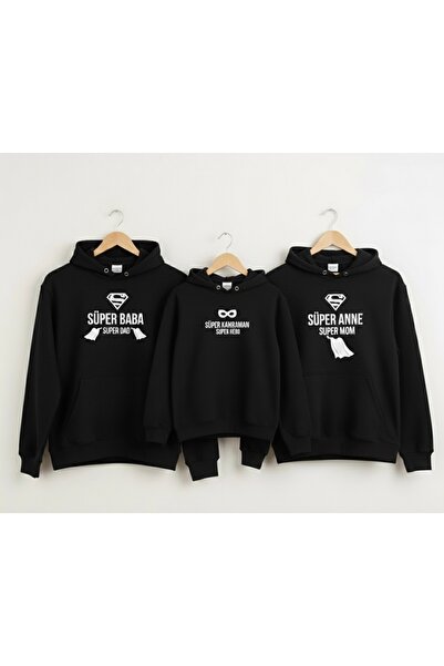 Tiny and Co هودي سوبر هيرو مطبوع للأم والأب والطفل