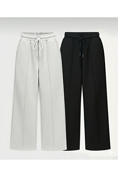 LACKH Γυναικεία φούτερ 2 τεμαχίων φαρδιά μαύρα γκρι