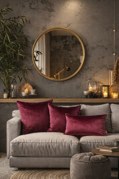 Alacastore Σετ μαξιλαριών μονόχρωμο Cherry Rotten Velvet Full 3 διαφορετικών ...