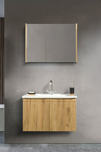 Martha Life Verona Banyo Dolabı Seti – Modern Tasarım, Lavabo ve Ayna Dahil - 80 Cm