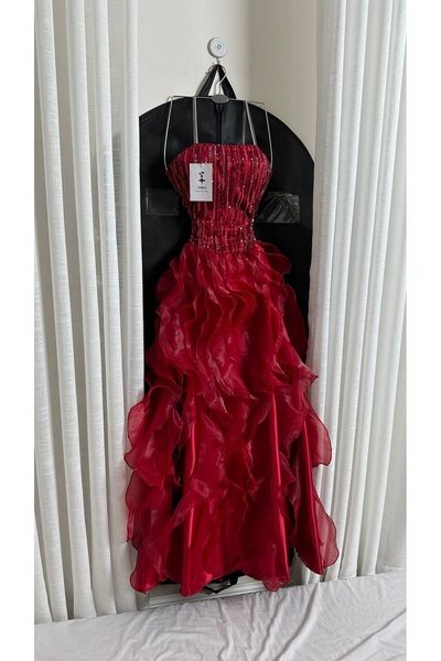 Onila فستان باربي احمر سهره تطرزيز فاخر انيق وجميل