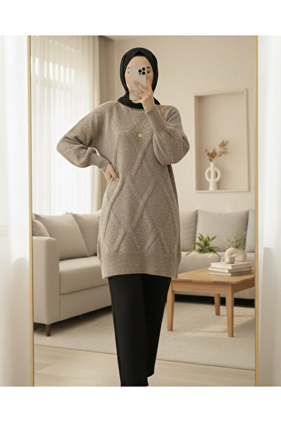 Modamorfo تونيك تريكو ناعم بنقشة البقلاوة - ترابي