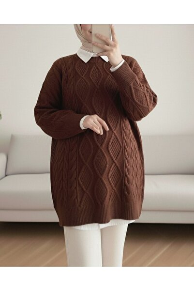 HİJABAYA Χειμερινό φαρδύ πλεκτό πουλόβερ με μοτίβο κηρήθρας