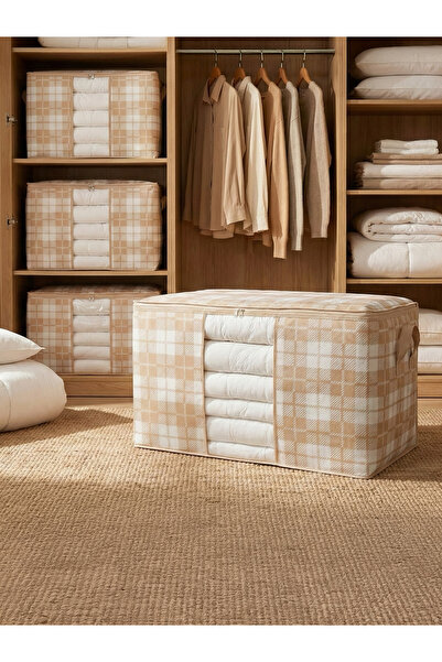 NACAREV طقم وسادة نافذة بنمط مربع بيج - 4 قطع، 75x40x40 سم