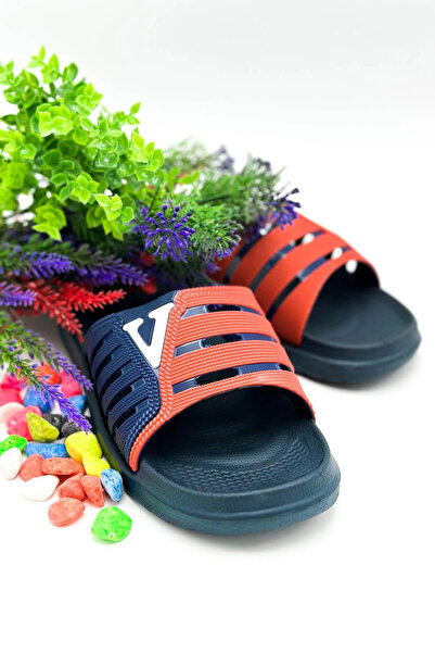 GEZER Eva Yazlık Erkek Kaydırmaz Taban Terlik Lacivert-Kırmızı