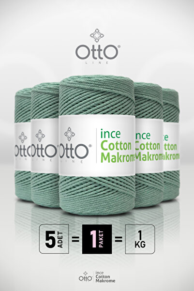 Otto İnce Cotton Makrome - Çağla Yeşil - 5'li Paket - 2mm/200gr/170m - Pamuk ...