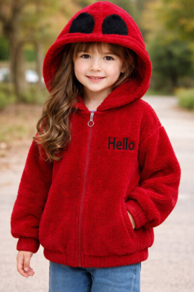 Fulla Moda Hello Embroidered Zippered Unisex Children's Plush Coat