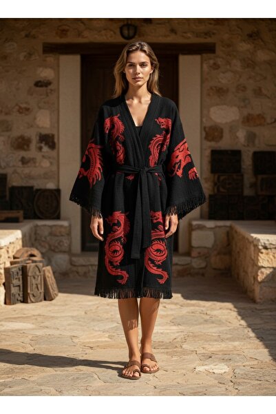 VAROL Organik %100 Pamuk Kimono Yaka Sabalık Bornoz - Viserion