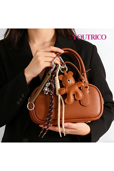 Youtrico قلادة دب مصنوعة يدويًا من سبيكة معدنية بنية اللون، وإكسسوار حزام حقي...