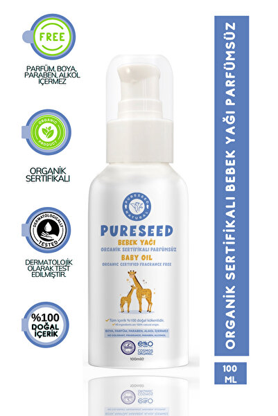 PURESEED NATURAL Organik Sertifikalı Bebek Yağı Parfümsüz - 100 ml