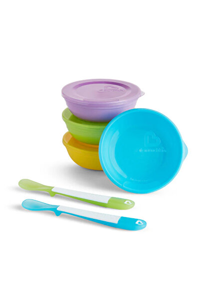 Munchkin طقم وعاء وملعقة مع غطاء |   10 قطع |   مقاوم للتسرب |   لا يحتوي على مادة BPA |   4 أشهر فما فوق
