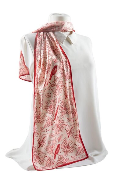 Modabutik Çiçek ve Kuş Desenli Fular 30x140