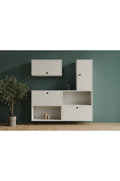 Nettrends Müsel Modern Minimalist 4 Kapaklı Duvara Monte Çok Amaçlı Dolap MST...