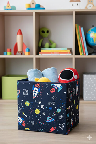 homyjr's Foldable Space Travel Navy Blue Capless Clothes Toy Storage Box 30X30X30