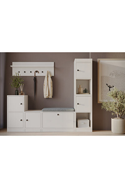 Nettrends Çok Bölmeli ve Kapaklı Çok Fonksiyonlu Puflu Ayakkabılık, Antre ve ...