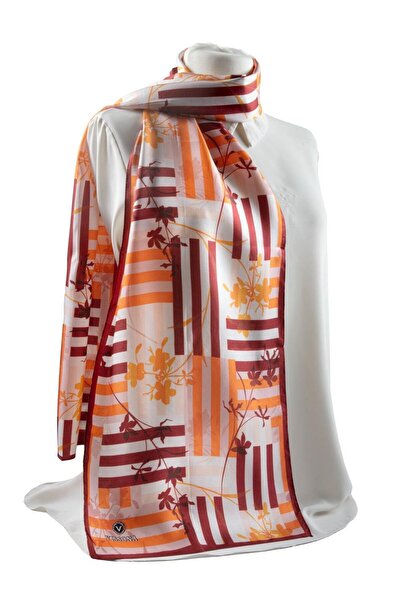 Vissona I61 Satin Silk Striped Patterned Women's Scarf