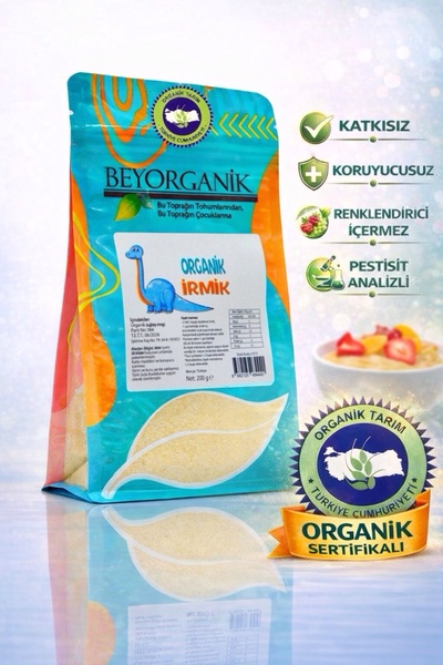 BEYORGANİK Organik İrmik 200gr (PESTİSİT VE AFLATOKSİN ANALİZLİ)