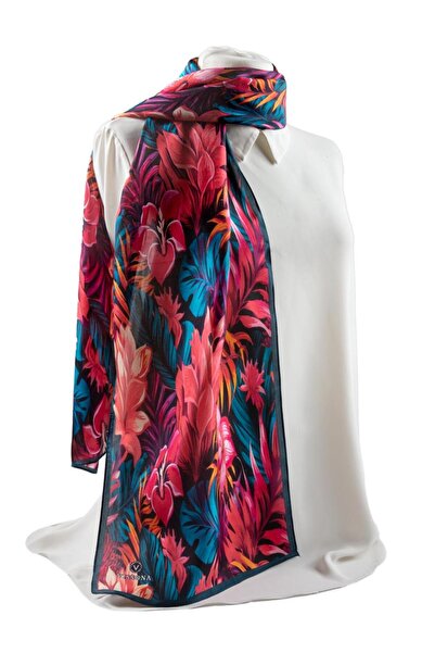 Vissona I77 Satin Silk Flower Patterned Women's Scarf