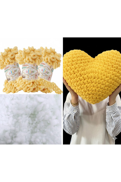 Alize Серцеподібна подушка Puffy Матеріал 3 штуки Puffy і 400 г. Набір кульок...